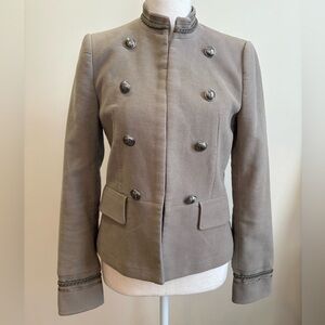 Zara Uniform Fitted Cotton Jacket Size Small Button Detail Lined